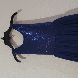 Girls Sequins Navy Blue Dress